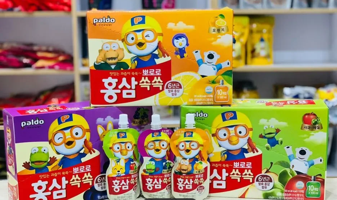 Nước Hồng Sâm Trái Cây Paldo Pororo Vị Việt Quất Nhập Khẩu Hàn Quốc hộp 10 gói 100ml - Ảnh 2