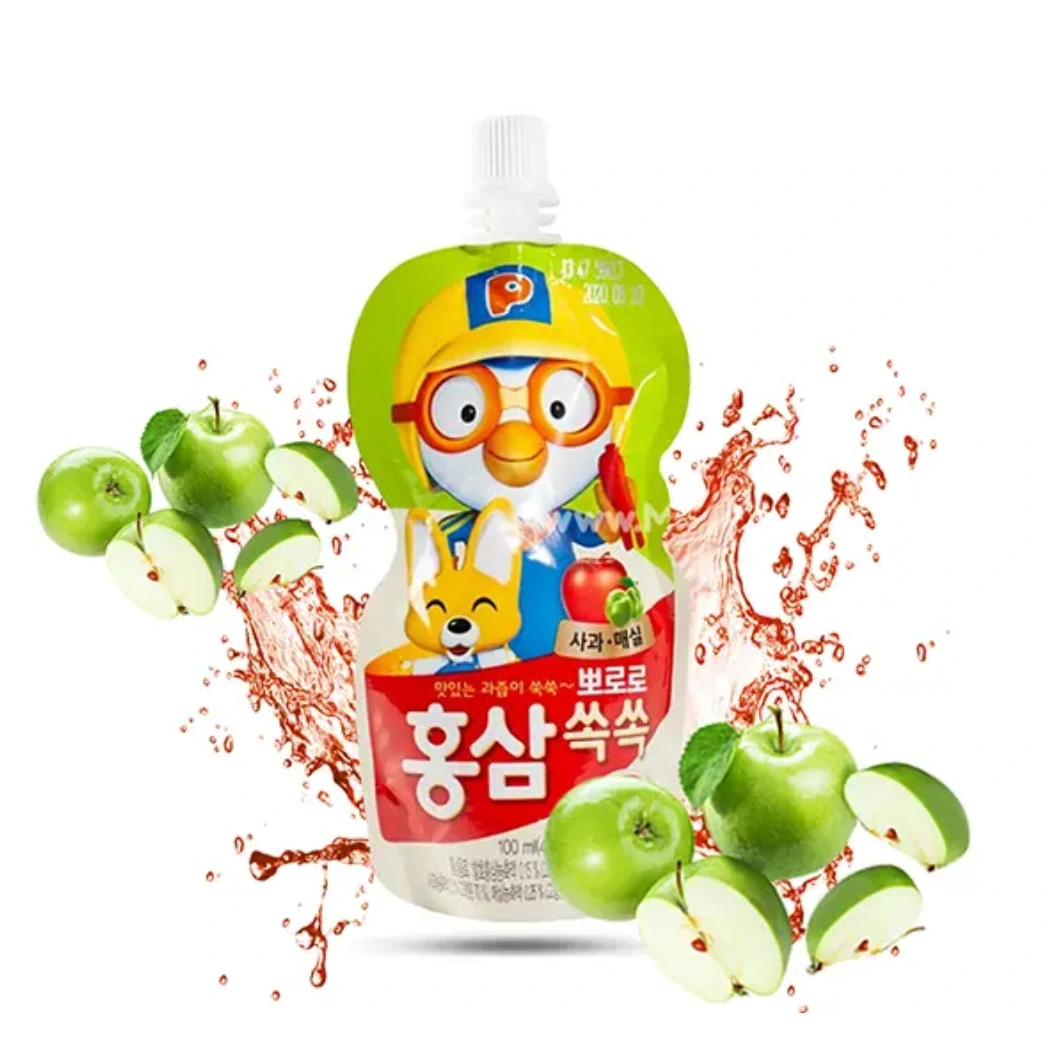 Nước Hồng Sâm Trái Cây Paldo Pororo Vị Táo Nhập Khẩu Hàn Quốc hộp 10 gói 100ml