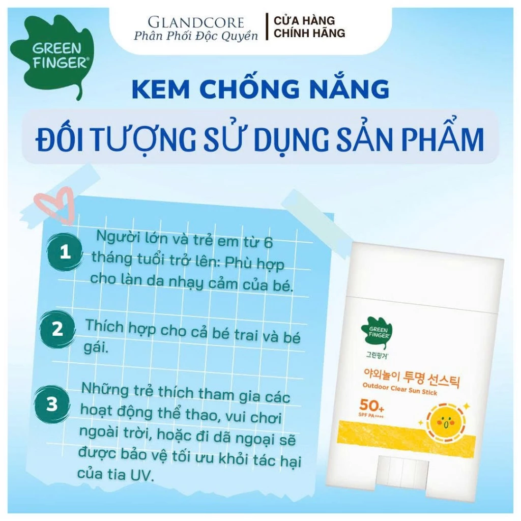 Chống Nắng Cho Bé Dạng Sáp Green Finger SPF50+ PA++++ 20g Từ 6 Tháng - Ảnh 3
