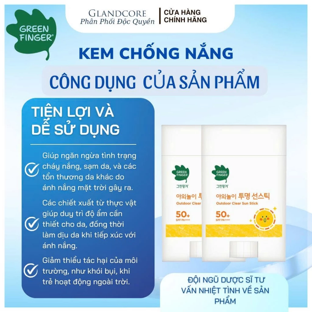 Chống Nắng Cho Bé Dạng Sáp Green Finger SPF50+ PA++++ 20g Từ 6 Tháng - Ảnh 4